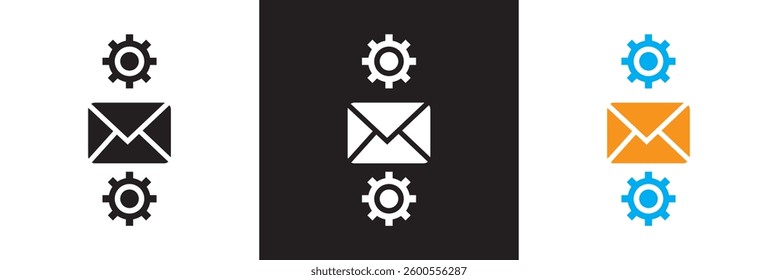Email automation icon.  automating mail delivery icon. Vector illustration. isolated on white and black background. EPS 10