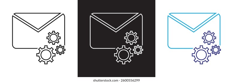 Email automation icon.  automating mail delivery icon. Vector illustration. isolated on white and black background. EPS 10