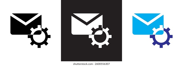 Email automation icon.  automating mail delivery icon. Vector illustration. isolated on white and black background. EPS 10