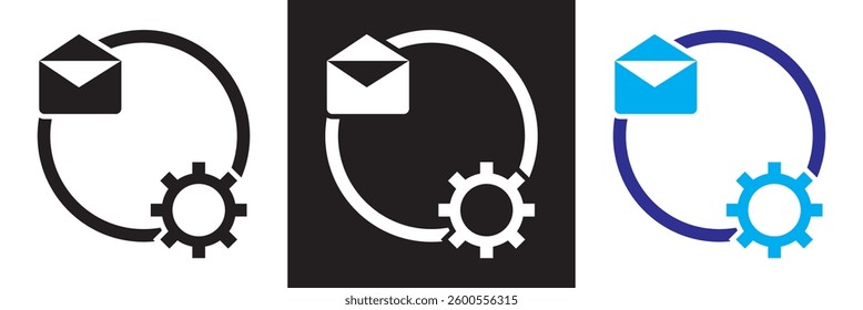 Email automation icon.  automating mail delivery icon. Vector illustration. isolated on white and black background. EPS 10