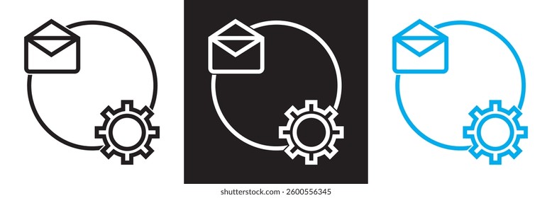 Email automation icon.  automating mail delivery icon. Vector illustration. isolated on white and black background. EPS 10