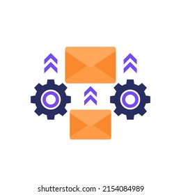 E-Mail-Automatisierungssymbol, flacher Vektorgrafik