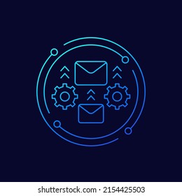 icono de automatización de correo electrónico, diseño lineal