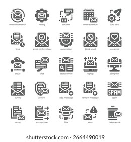 Paquete de iconos para tu Sitio web, móvil, presentación y diseño de logotipos. Email Automation Icono de diseño sólido. Ilustración gráfica de Vector y trazo editable.