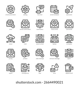 Email Automation Icon pack for your website, mobile, presentation, and logo design. Email Automation Icon outline design. Vector graphics illustration and editable stroke.