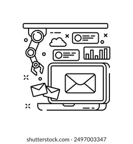 Email Automation Outline Icon, Vector illustration