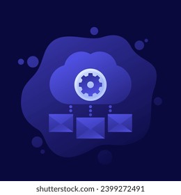email automation, SaaS platform icon with a cloud, vector design