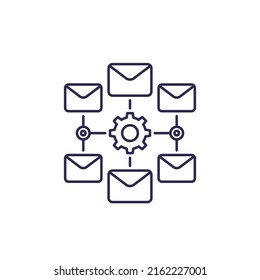 Email Automation Service Line Icon On White