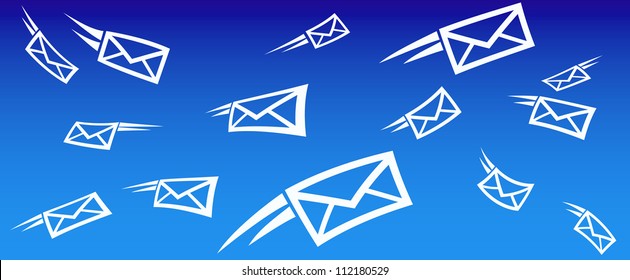 Email Background Concept With Flying Mail SMS