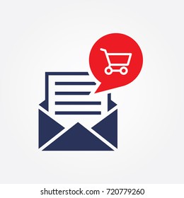 Email Basket Icon. Flat Isolated Sign Graphic Shopping