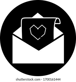 Email in black circle icon. Open envelope pictogram. Mail symbol, email and messaging, email marketing campaign for website design, mobile application, ui. Sending or receiving email working process.