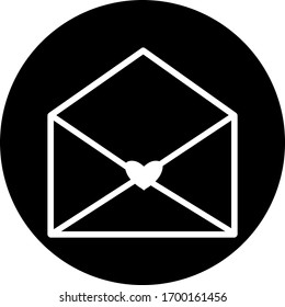Email in black circle icon. Open envelope pictogram. Mail symbol, email and messaging, email marketing campaign for website design, mobile application, ui. Sending or receiving email working process.