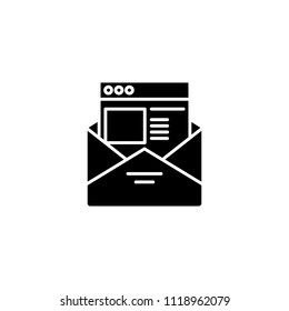 E-mail black icon concept. E-mail flat  vector symbol, sign, illustration.