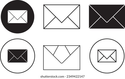 E-Mail-Symbol-Set . Paketdienste für Post. Kontaktinformationen senden Brief einzeln flach und Vektorgrafik.