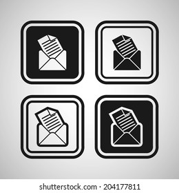 email black icon with shadow. technology background
