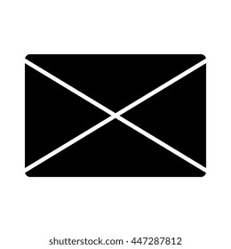Email black isolated icon over white background, vector illustration.