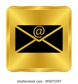 email - black vector icon;  gold button
