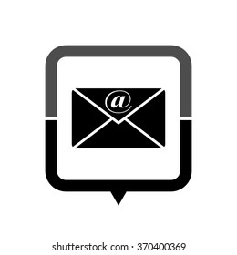 Email - black vector icon; map pointer;  message bubble