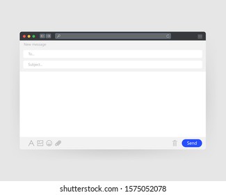 Email blank template internet. Interface for mail message. Vector illustration.