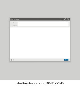 Email blank template internet interface for mail message.Vector illustration isolated on white background.Eps 10.