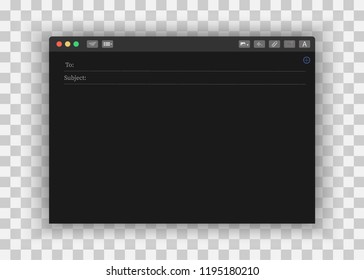 E-mail blank template internet mail frame interface for mail message, mail message on a transparent background.
