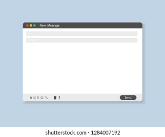 E-mail Blank Template Internet Mail Frame Interface For Mail Message. Email Window. Mailing Interface.