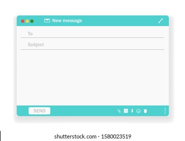 E-mail blank template internet mail frame interface for mail message. Vector