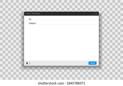 Plantilla de correo electrónico en blanco interfaz de marco de correo de Internet para mensaje de correo - vector