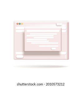 E-mail blank template internet mail frame interface for mail message 3d. Vector.