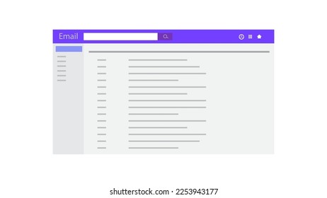 E-mail blank template internet mail frame interface for mail message