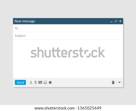 Email blank template internet mail frame interface for mail message