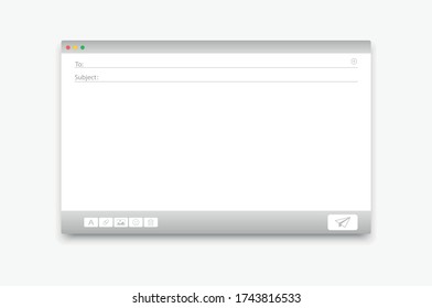 E-mail Blank Template. Mockup Mail Window. Internet Email. Interface For Mail Message.