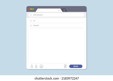 Email Blank Template For Tablet. Interface For Mail Message. Vector Illustration.