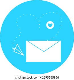 Email in blue circle icon. Open envelope pictogram. Mail symbol, email and messaging, email marketing campaign for website design, mobile application, ui. Sending or receiving email working process.