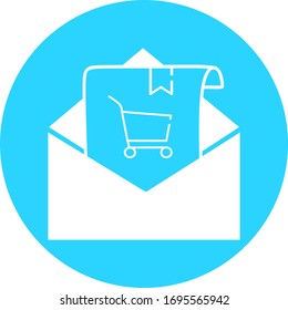 Email in blue circle icon. Open envelope pictogram. Mail symbol, email and messaging, email marketing campaign for website design, mobile application, ui. Sending or receiving email working process.