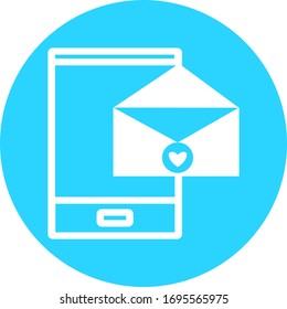 Email in blue circle icon. Open envelope pictogram. Mail symbol, email and messaging, email marketing campaign for website design, mobile application, ui. Sending or receiving email working process.