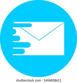 Email in blue circle icon. Open envelope pictogram. Mail symbol, email and messaging, email marketing campaign for website design, mobile application, ui. Sending or receiving email working process.
