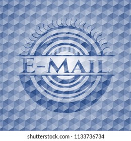 Email blue emblem or badge with geometric pattern background.