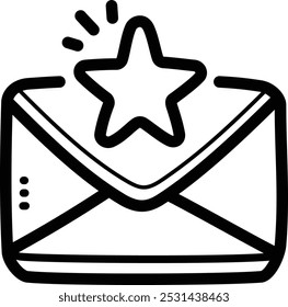 Email bookmark doodle vector icon and illustration