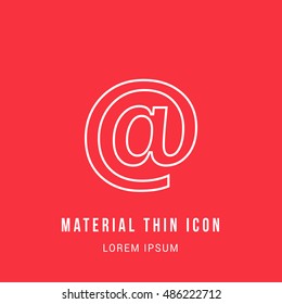 Email Bright red material designed line thin flat icon / logo