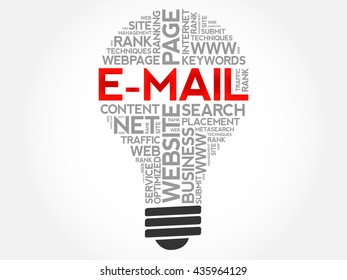 E-MAIL bulb word cloud, business concept