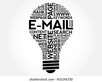 E-MAIL bulb word cloud collage, business concept background
