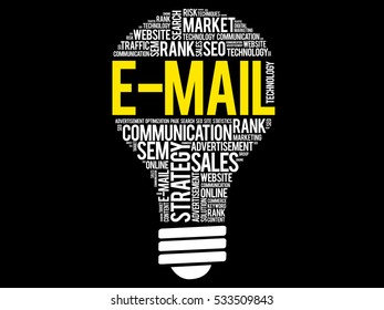 E-MAIL bulb word cloud collage, business concept background