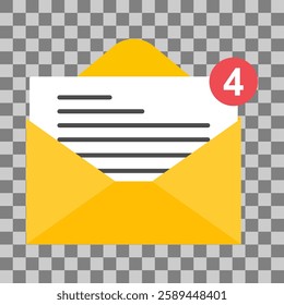 Email business icon, flat web client message sign, mail app vector illustration .