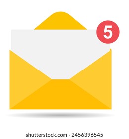 Email business icon shadow, flat web client message sign, mail app vector illustration .