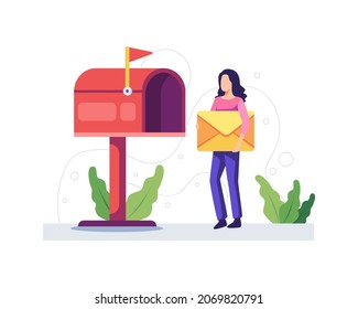 Email business illustration. Newsletter and email marketing concept. Vector illustration in a flat style