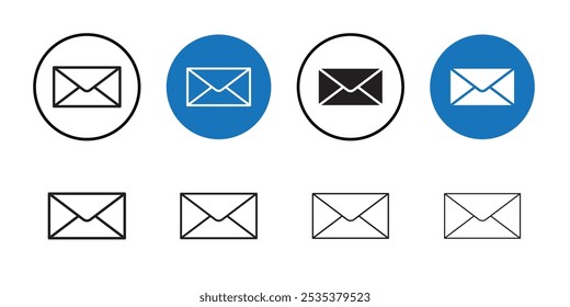 E-Mail-Symbol Schwarze Linie Kunst Vektor Logo Set