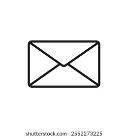 E-Mail-Schaltflächensymbol schwarz-weißes Vektorumrisszeichen