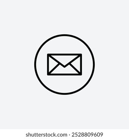 Ícone do botão Enviar por e-mail em três tamanhos de traçado de linha diferentes.