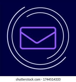 email button, messaging icon for phone application, purple envelope on a blue background in a white circle, email, 
stylish icon for the interface